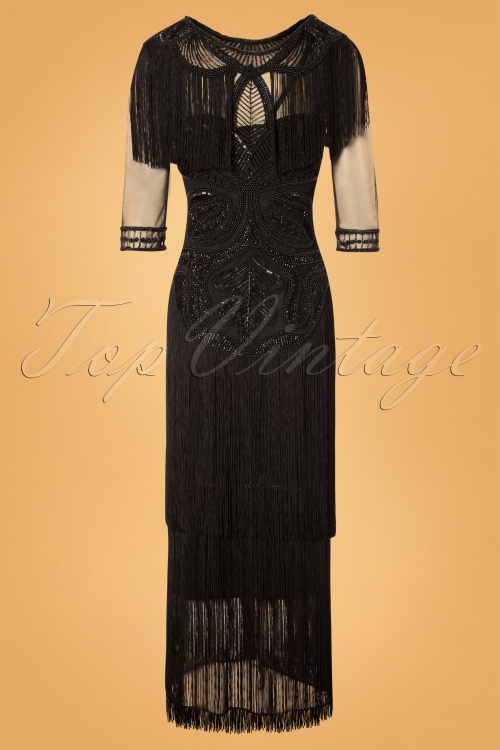 GatsbyLady - Glam - Lange Flapper-jurk met franjes in zwart 7