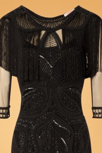 GatsbyLady - Glam Fringe Flapper Maxi Dress Années 20 en Noir 4