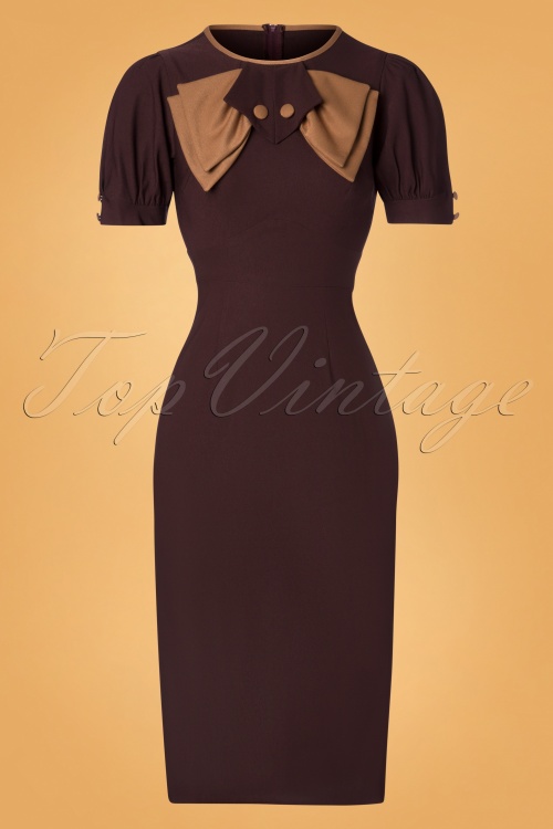 Stop Staring! - 40s Penny Pencil Dress in Chocolate 2