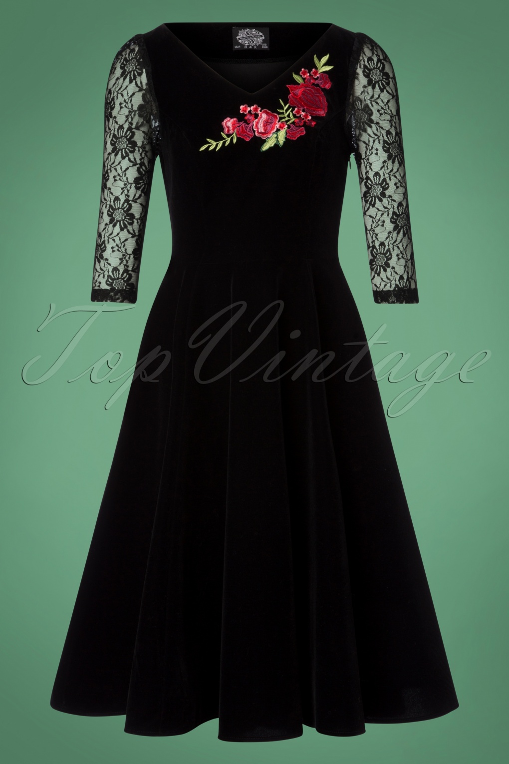 red and black swing dress