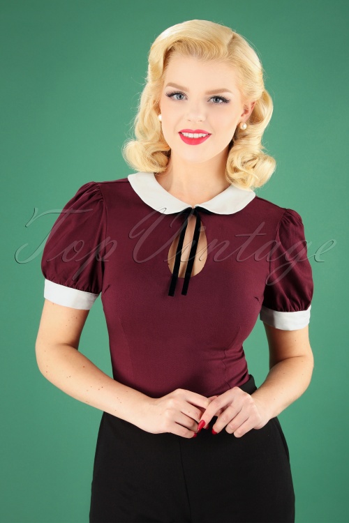 Collectif Clothing - 40s Khloe Top in Wine