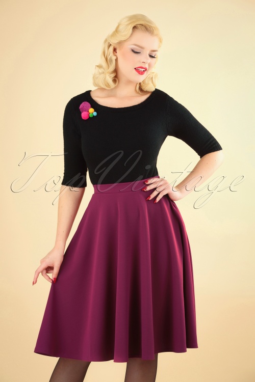 Vintage Chic 50s Sheila Swing Skirt in Amaranth 122 60 24100 20180911 1W