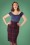 Collectif Clothing - Polly Ginsburg Check Pencil Skirt Années 50 en Rouge et Bleu Marine