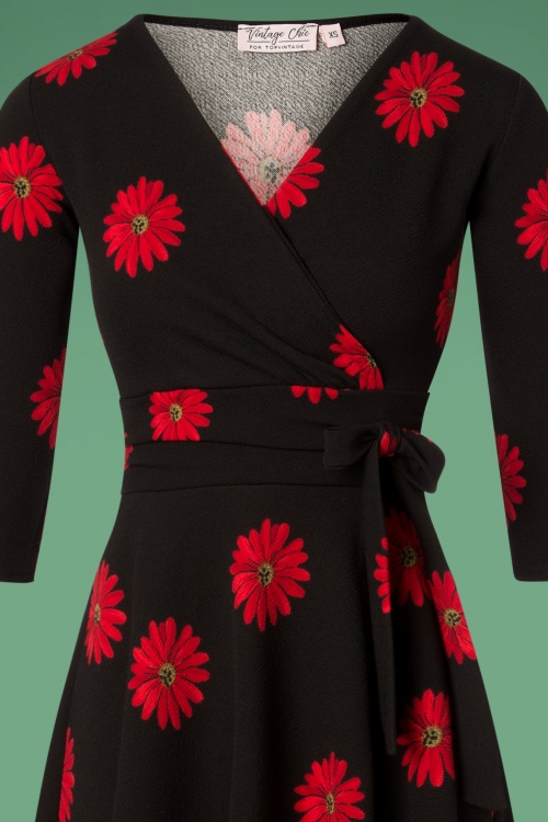 Vintage Chic for Topvintage - 50s Janice Flower Swing Dress in Black 4