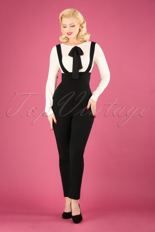 Collectif Clothing - 50s Karen Suspender Pencil Skirt in Black