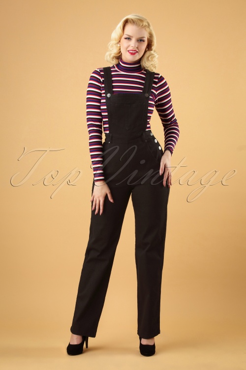 Bunny - 40s Elly May Dungarees in Black
