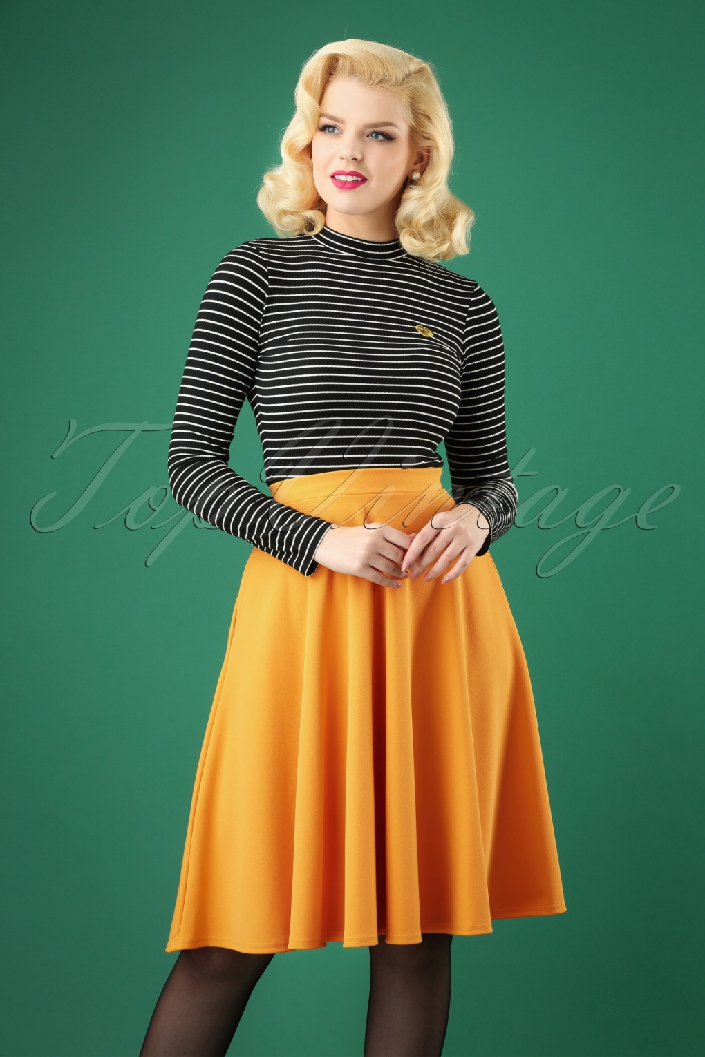 50s Sheila Swing Skirt in Mustard