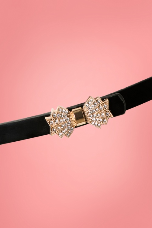Banned Retro - 50s Shay Sparkly Bow Belt in Black 2