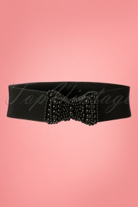 Banned Retro - 50s Pearl Bow Belt in Black