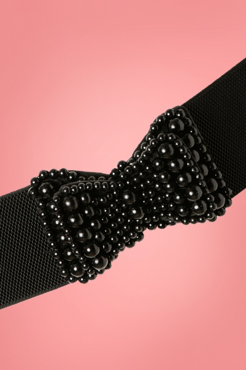 Banned Retro - 50s Pearl Bow Belt in Black 2