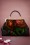 Woody Ellen - 50s Red Paris Floral Retro Handbag in Brown