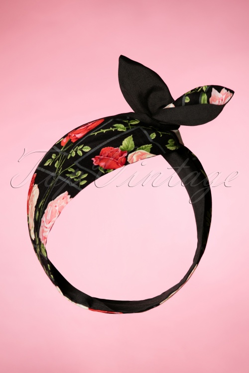 Be Bop a Hairbands - Retro Poppies Hair Scarf in Black and Red