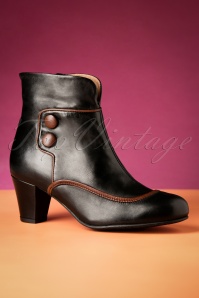 La Veintinueve - Olga Leather Ankle Booties Années 60 en Noir et Brun 3