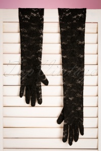 Darling Divine - 50s Christine Long Lace Gloves in Black 3