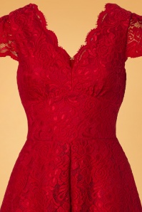 Jolie Moi - 50s Jolie Lace Short Sleeve Prom Dress in Red 3