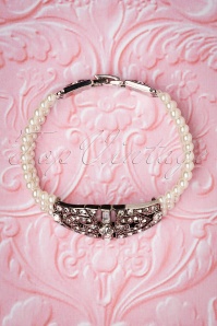 Lovely - Deco Diamante Pearl Armband in Silber 2
