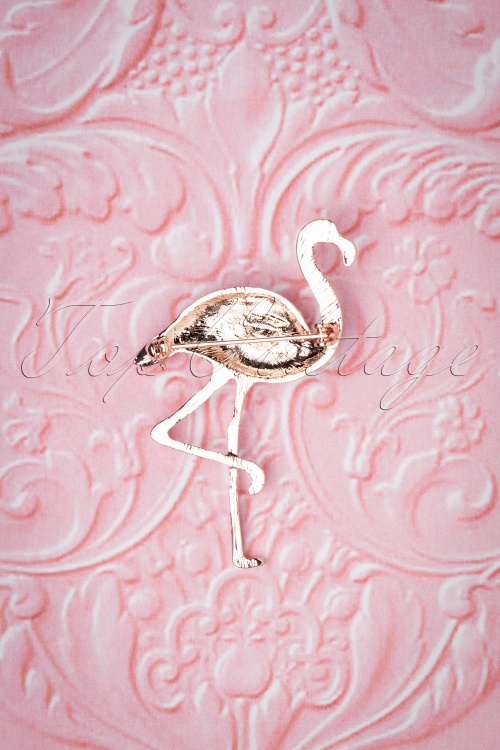 Lovely - Flaunt my Flamingo Brooch Années 50 en Doré Rose 2