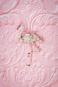 Lovely - Flaunt my Flamingo Brooch Années 50 en Doré Rose