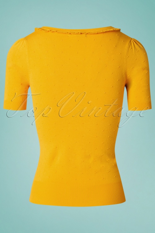King Louie - 60s Droplet Ruffle V Neck Top in Mimosa Yellow 3