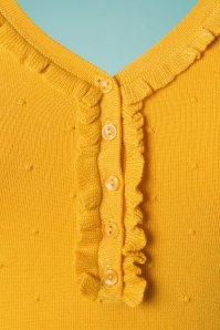 King Louie - 60s Droplet Ruffle V Neck Top in Mimosa Yellow 4