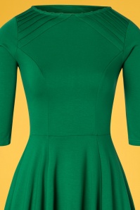 Unique Vintage - 60s Fab Fit and Flare Dress in Emerald Green 4
