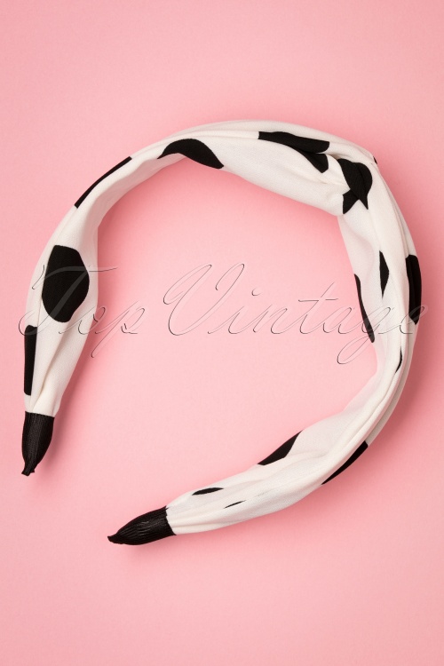 Darling Divine -  50s Dotted Head Band in White 3