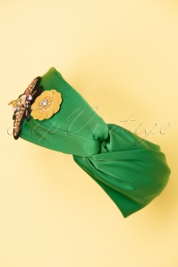 Darling Divine -  70s Bedazzled Head Band in Emerald Green 2