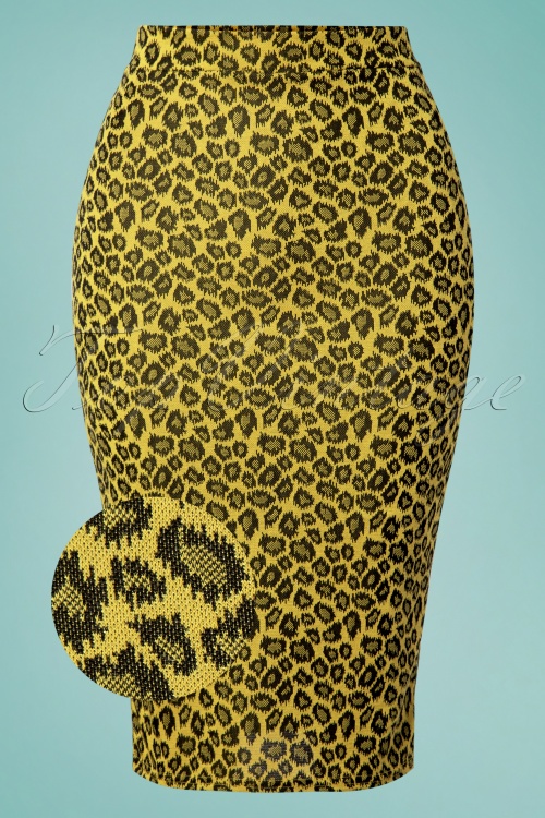 Vintage Chic for Topvintage - Charly Leopard Pencil Skirt Années 50 en Jaune Moutarde 2