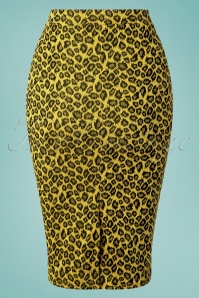 Vintage Chic for Topvintage - Charly Leopard Pencil Skirt Années 50 en Jaune Moutarde 3