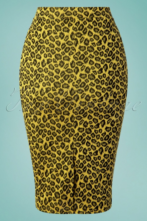 Vintage Chic for Topvintage - Charly Leopard Pencil Skirt Années 50 en Jaune Moutarde 3