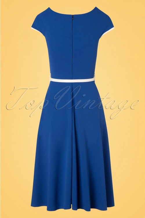 Vintage Chic for Topvintage - Cindy Bow Swing Dress Années 50 en Bleu Roi 5