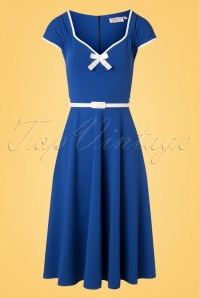 Vintage Chic for Topvintage - Cindy Bow Swing Dress Années 50 en Bleu Roi 2