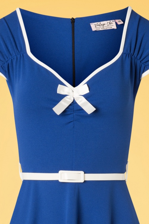 Vintage Chic for Topvintage - Cindy Bow Swing Dress Années 50 en Bleu Roi 3