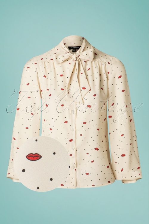 Timeless - 50s Lip Service Blouse in Cream