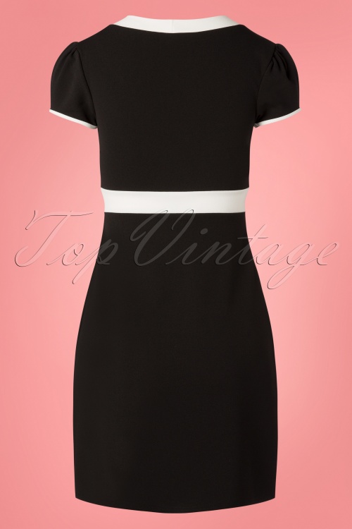 Vintage Chic for Topvintage - Terri A-lijn jurk in zwart en ivoor 5