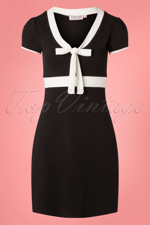 Vintage Chic for Topvintage - Terri A-lijn jurk in zwart en ivoor 2