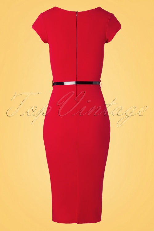Vintage Chic for Topvintage - 50s Becka Bow Pencil Dress in Deep Red 5