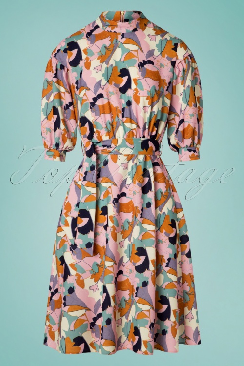 Closet London - Lynda Leaf Dress Années 60 en Rose
