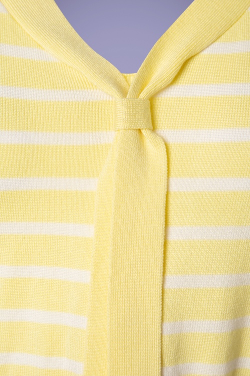 Banned Retro - 50s Sailor Stripe Tie Top in Pastel Yellow 3