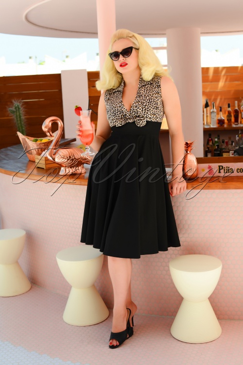 Glamour Bunny - 50s Rizzo Swing Dress in Leopard and Black