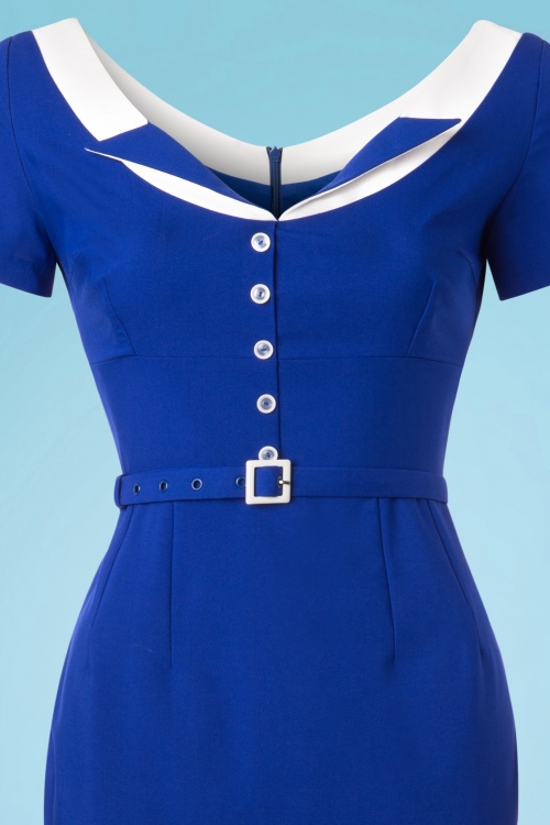 Glamour Bunny - 50s Audrey Pencil Dress in Royal Blue 6