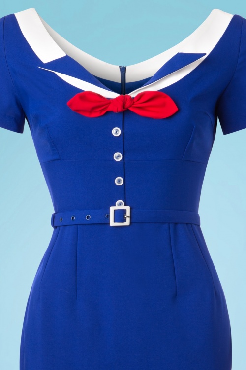 Glamour Bunny - 50s Audrey Pencil Dress in Royal Blue 5