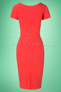 Glamour Bunny - 50s Jane Pencil Dress in Coral 6