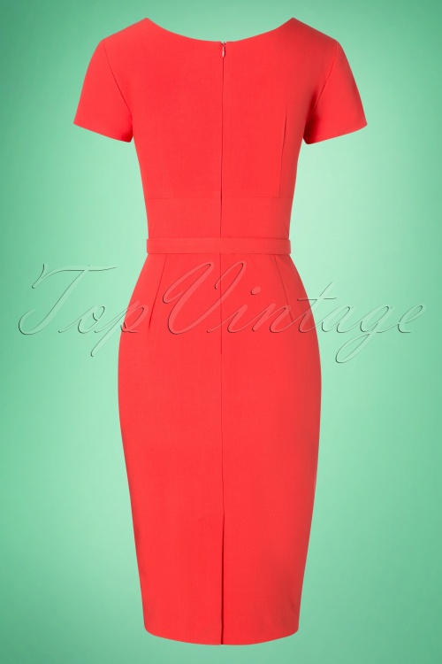 Glamour Bunny - 50s Jane Pencil Dress in Coral 6