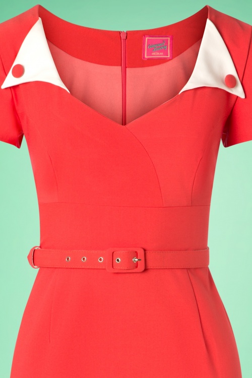Glamour Bunny - 50s Jane Pencil Dress in Coral 5