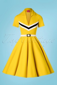 Glamour Bunny - 60s June Swing Dress in Mustard 6