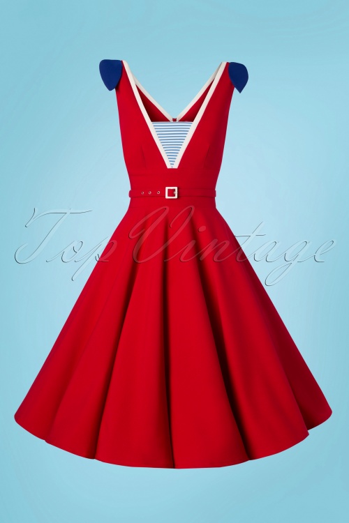 Glamour Bunny - Gerry Sailor Swing Dress Années 50 en Rouge 5