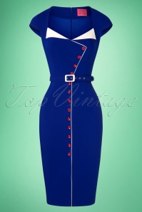 Glamour Bunny - 50s Valerie Pencil Dress in Royal Blue 5