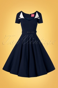 Glamour Bunny - Jane Swing Dress Années 50 en Bleu Marine 5