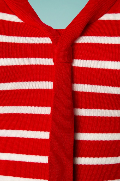 Banned Retro - 50s Sailor Stripe Tie Top in Lipstick Red 4